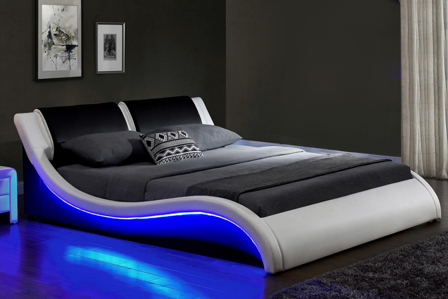 1178-1 LED tapecirani futuristički LED valoviti okvir kreveta