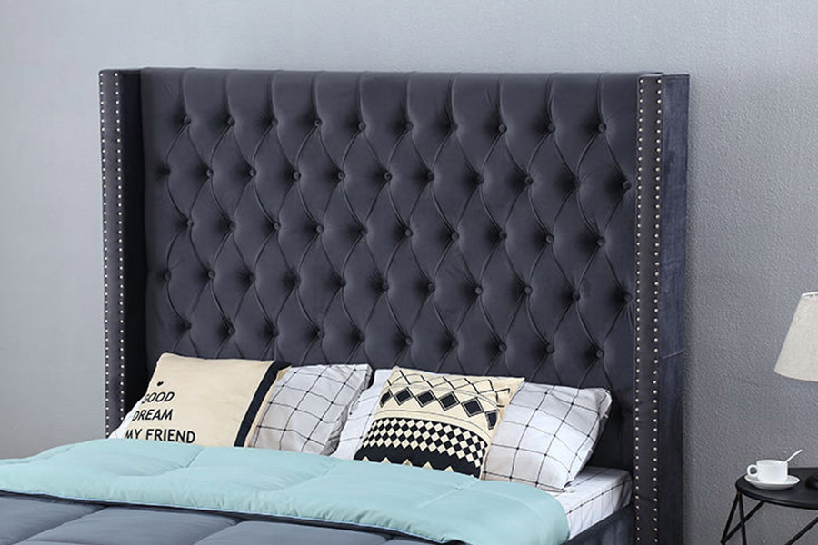 1351 Moderni luksuzni dizajn Wingback Bed Tapecirani krevet