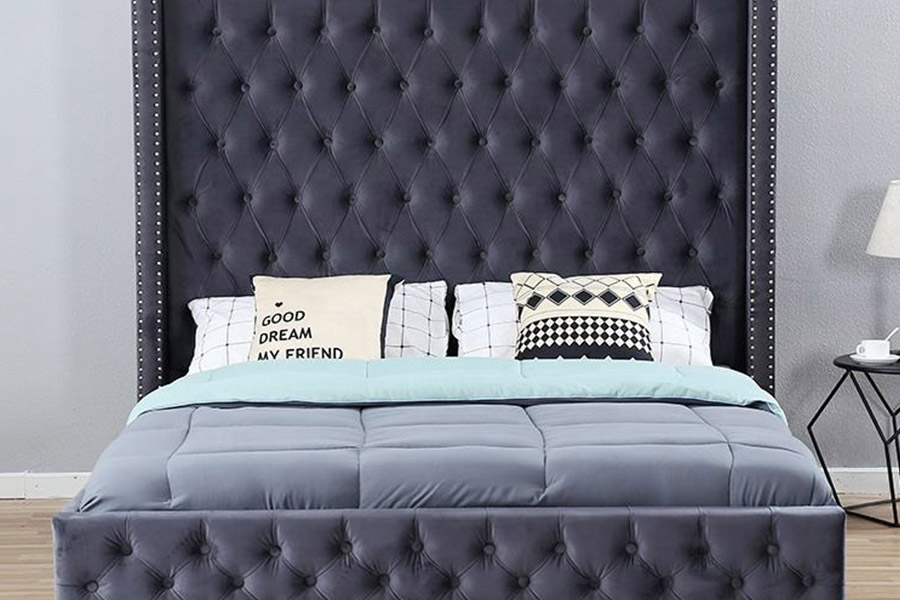 1351 Moderni luksuzni dizajn Wingback Bed Tapecirani krevet
