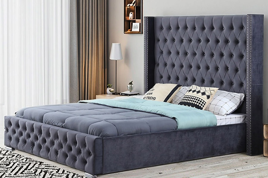 1351 Moderni luksuzni dizajn Wingback Bed Tapecirani krevet