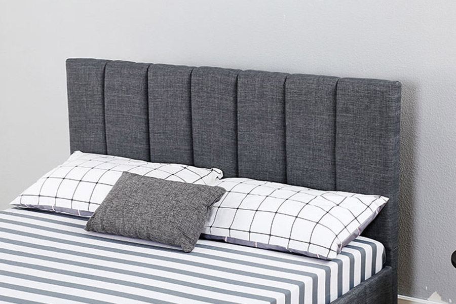 1333 Modern Grey Plush Fabric Upholstered Bed