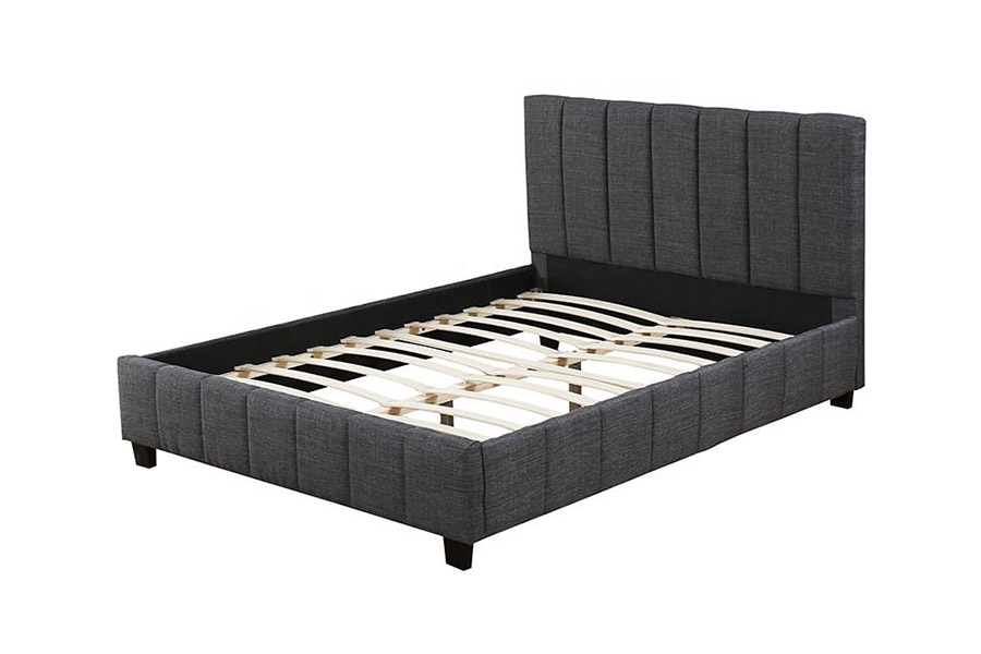 1333 Modern Grey Plush Fabric Upholstered Bed