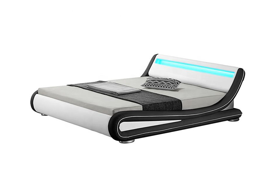 1137-1 Smart LED King Storage kožni tapecirani okvir kreveta