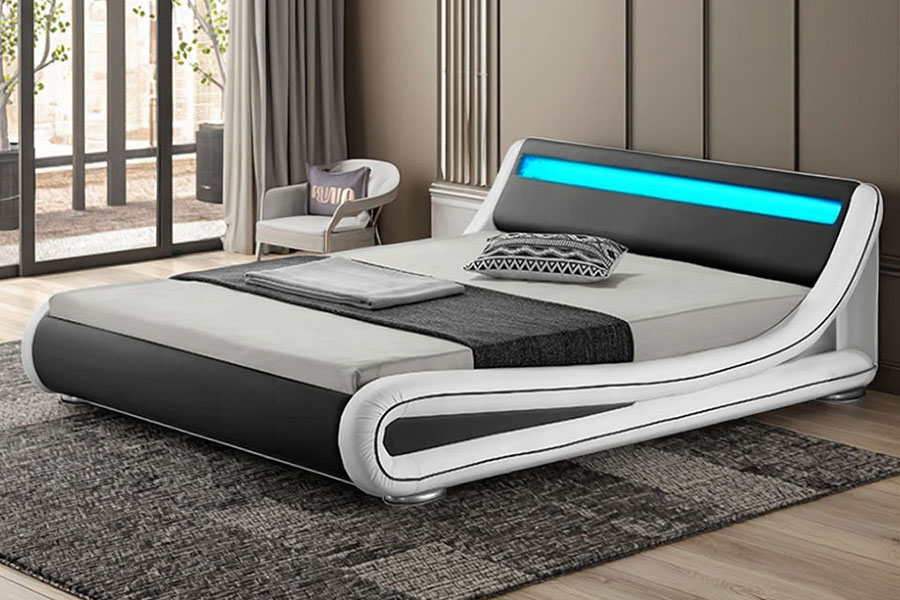 1137-1 Smart LED King Storage kožni tapecirani okvir kreveta