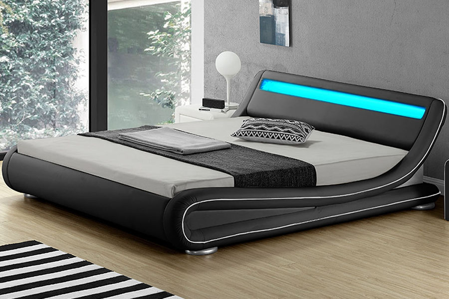 1137-1 Smart LED King Storage kožni tapecirani okvir kreveta