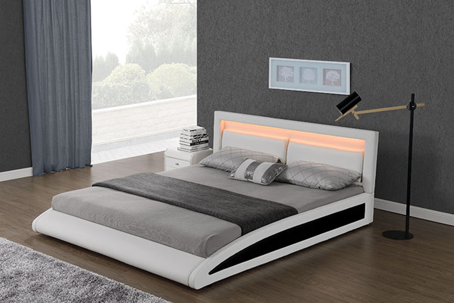 1118-1-2 Zakrivljeni europski Smart LED okvir kreveta od umjetne kože