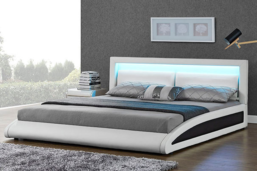 1118-1-2 Zakrivljeni europski Smart LED okvir kreveta od umjetne kože
