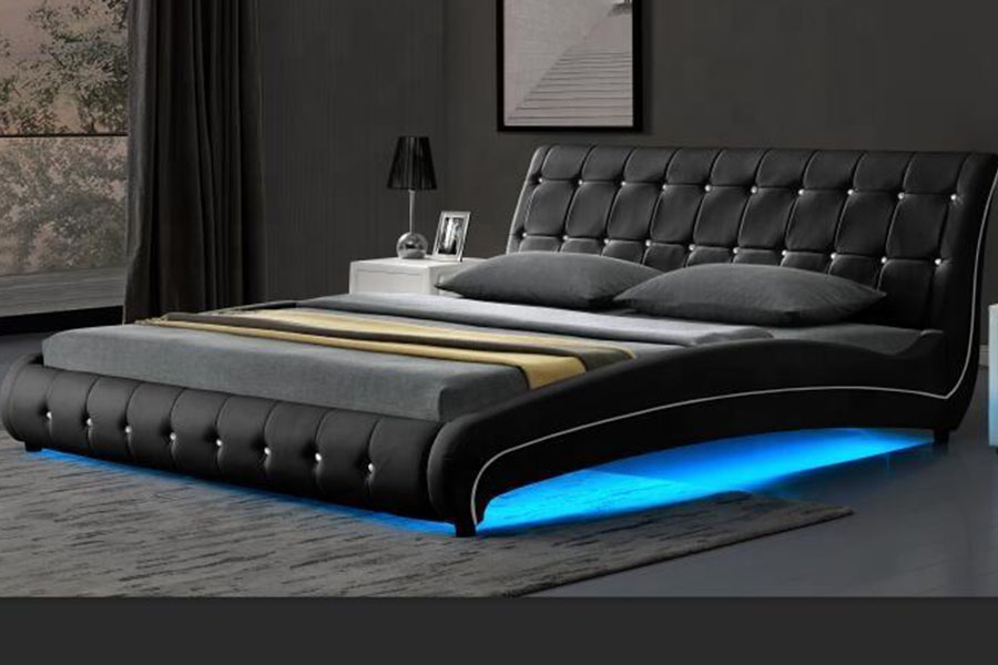 1144-1 Luksuzni LED tapecirani okvir kreveta od tuftane umjetne kože