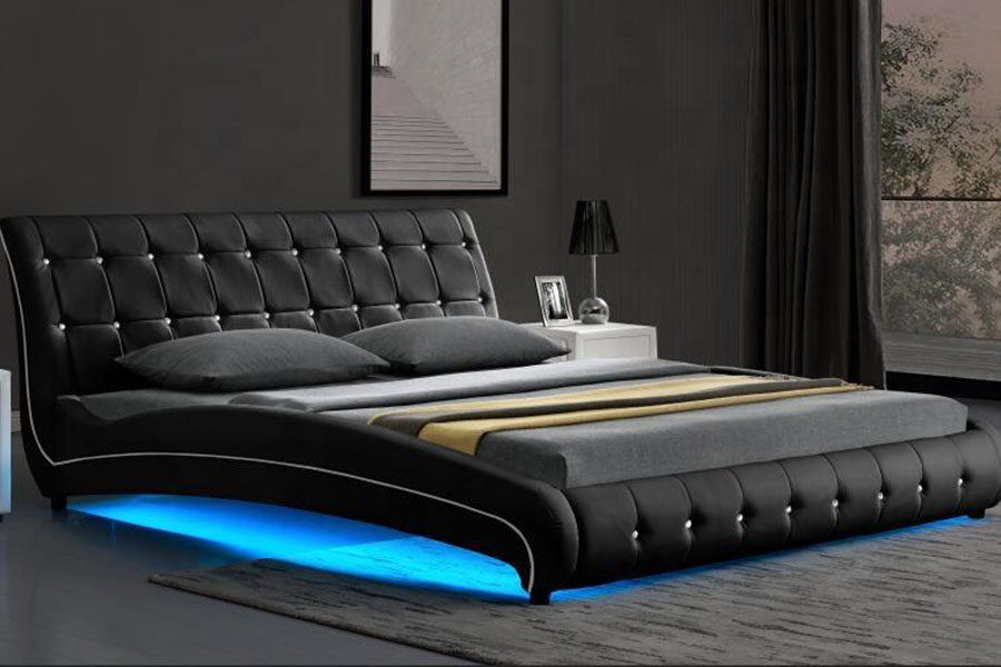 1144-1 Luksuzni LED tapecirani okvir kreveta od tuftane umjetne kože