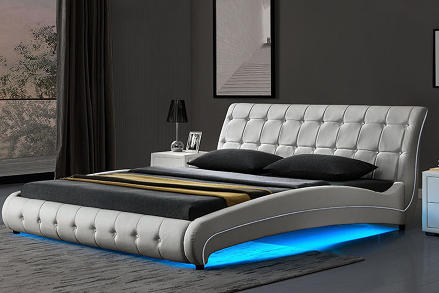 1144-1 Luksuzni LED tapecirani okvir kreveta od tuftane umjetne kože