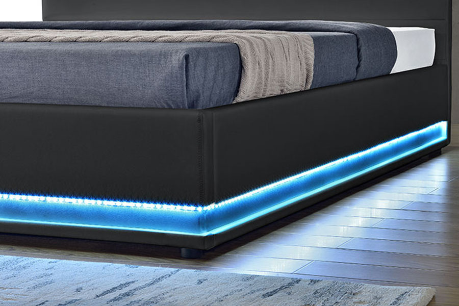 1165-1G Moderni luksuzni kožni LED tapecirani okvir kreveta za pohranu