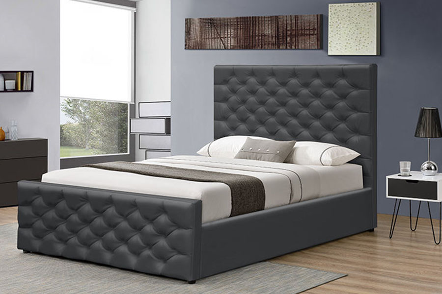 1208G Chesterfield Chenille-Velvet Sleigh Otomanski okvir kreveta za pohranu