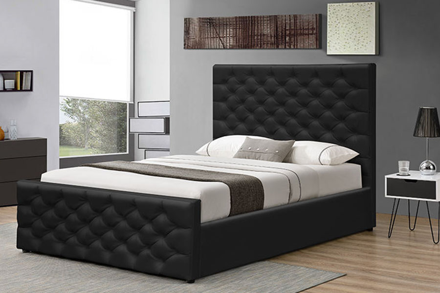 1208G Chesterfield Chenille-Velvet Sleigh Otomanski okvir kreveta za pohranu