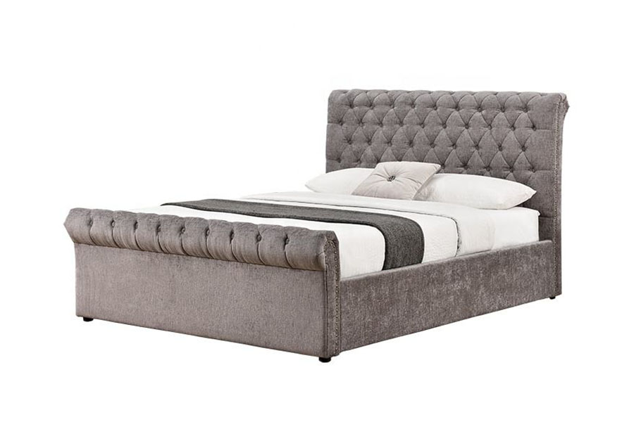 1208G Chesterfield Chenille-Velvet Sleigh Otomanski okvir kreveta za pohranu