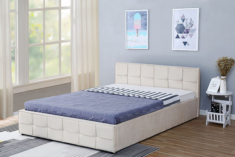 1295G panel-uzglavlje Tkanina Queen tapecirani otomanski okvir kreveta za pohranu