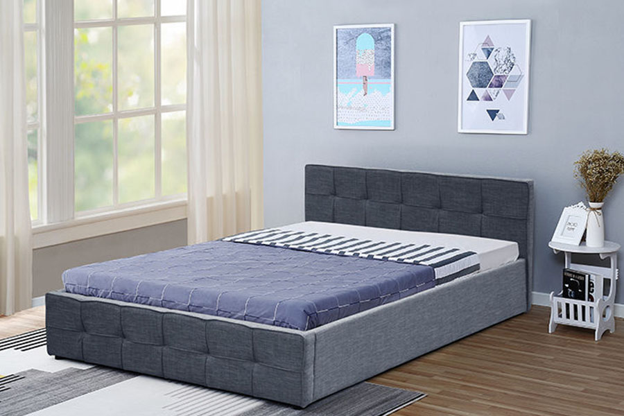 1295G panel-uzglavlje Tkanina Queen tapecirani otomanski okvir kreveta za pohranu